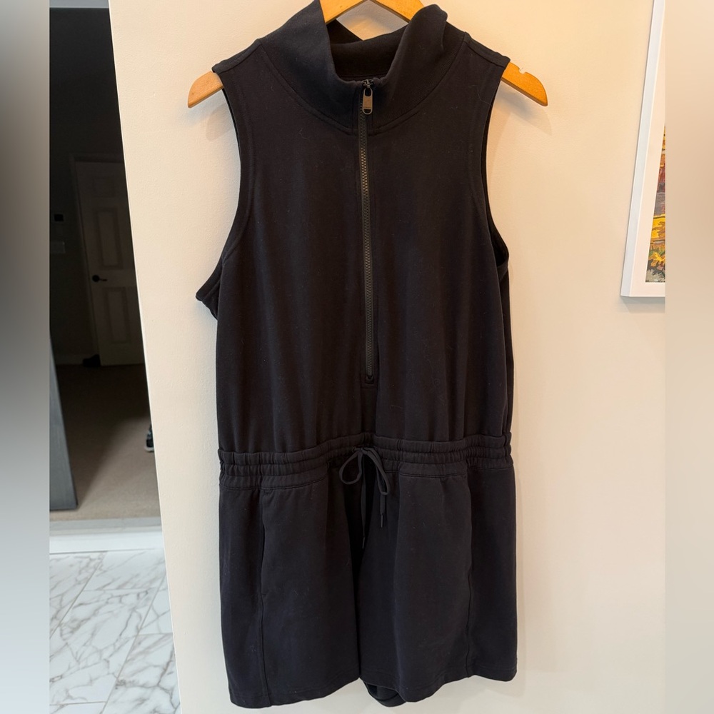 Athleta Black Zip-Up Romper